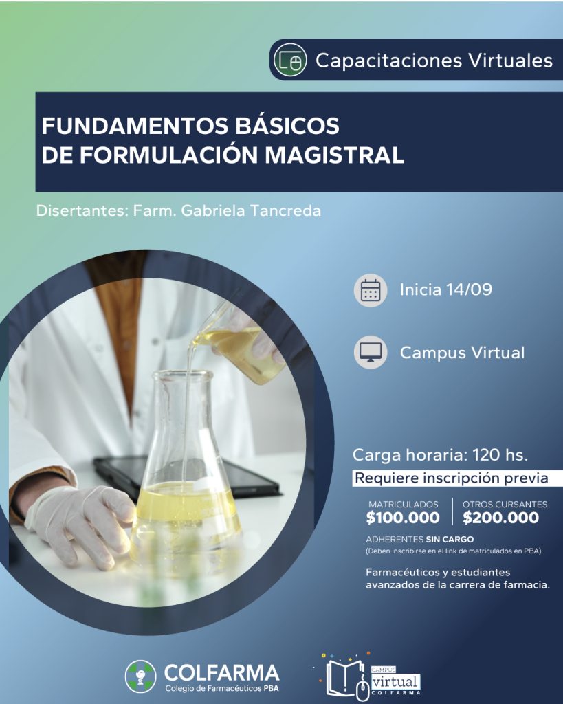 FUNDAMENTOS BÁSICOS DE FORMULACIÓN MAGISTRAL: Actividad Campus Virtual y Asincrónica.