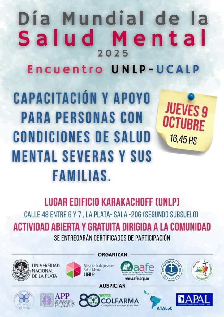 Día Mundial de la Salud Mental 2025 Encuentro Universidad Nacional de La Plata y Universidad Católica de La Plata.