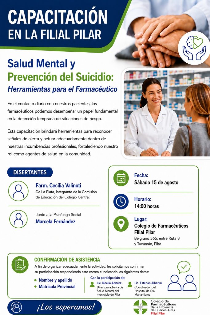 SALUD MENTAL Y PREVENCIÓN DEL SUICIDIO: Herramientas para el Farmacéutico. FILIAL PILAR